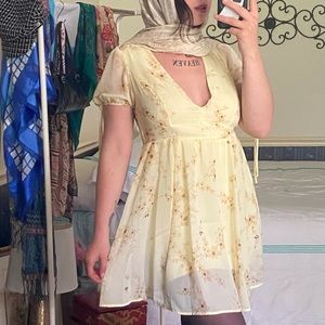 SWEET STORM YELLOW FLORAL COTTAGE DRESS